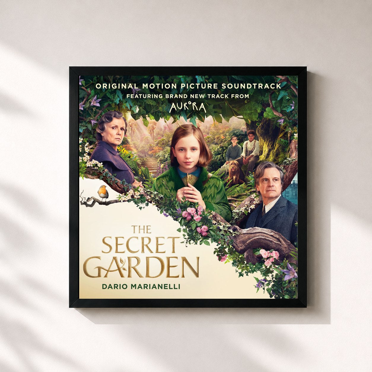 #noir Tableau carré de l'album The Secret Garden (Original Motion Picture Soundtrack) de Dario Marianelli, cadre noir 32x32 cm