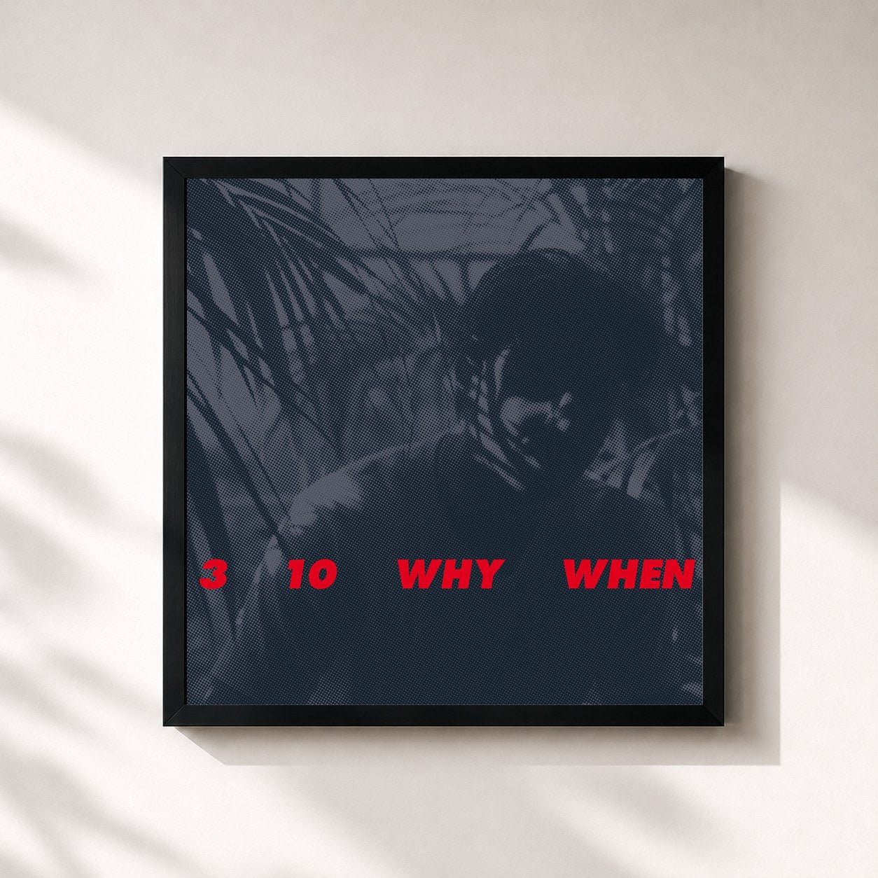 #noir Tableau carré de l'album 3, 10, Why, When de Jamie Woon, cadre noir 32x32 cm