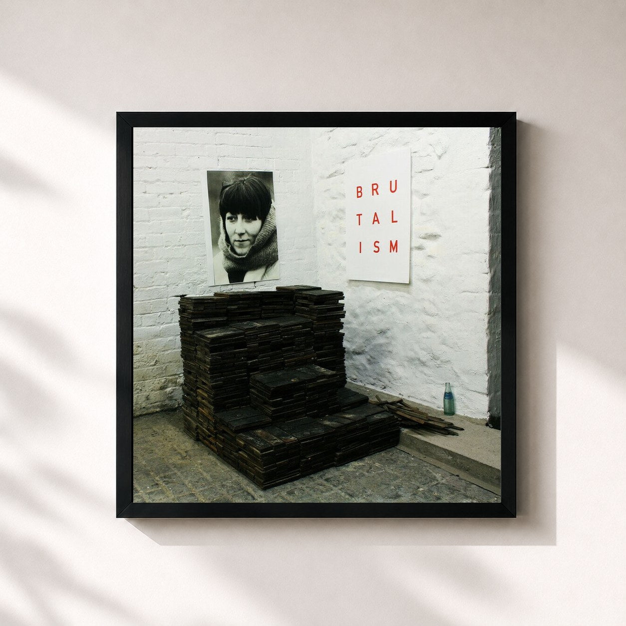 #noir Tableau carré de l'album Brutalism de IDLES, cadre noir 32x32 cm