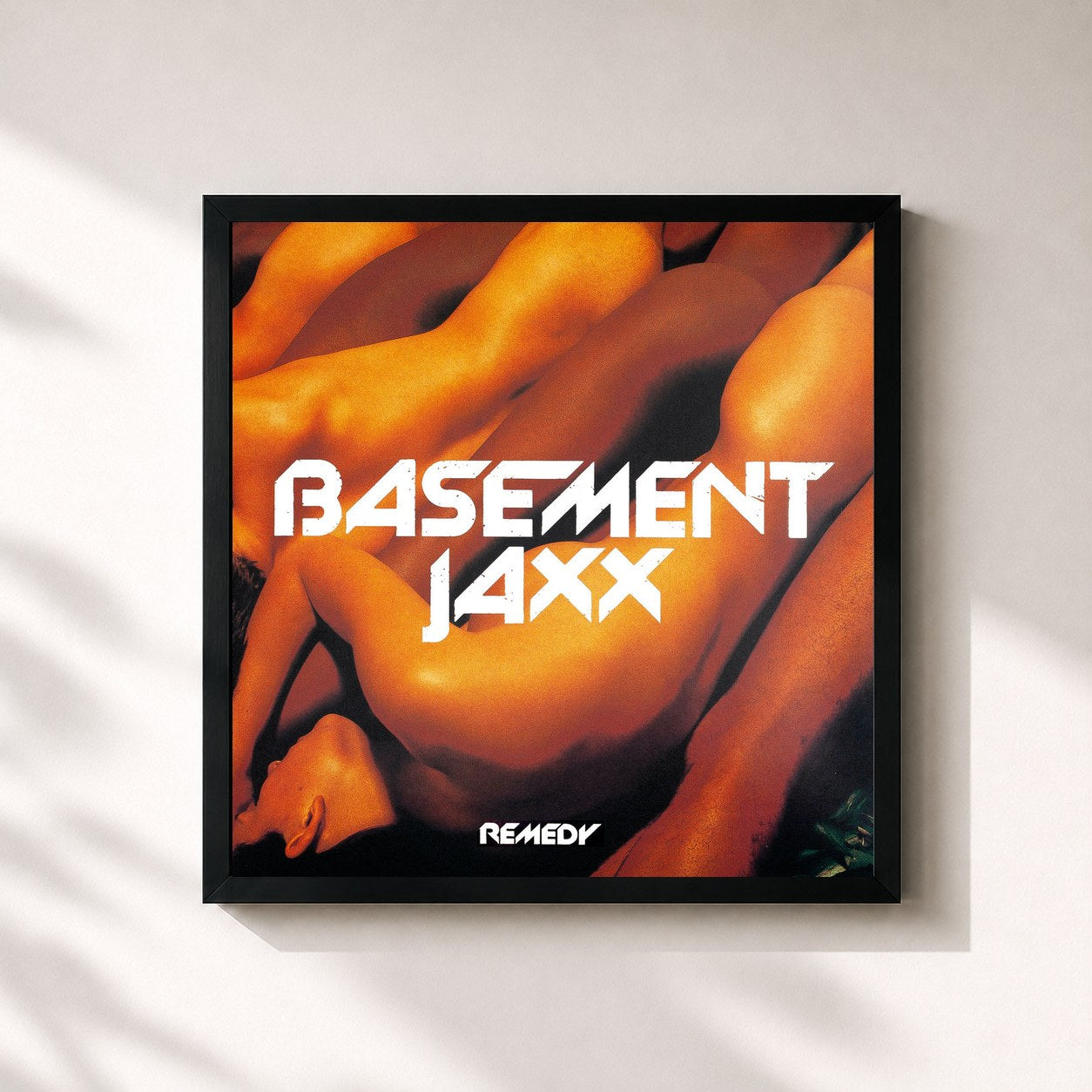 #noir Tableau carré de l'album Remedy de Basement Jaxx, cadre noir 32x32 cm