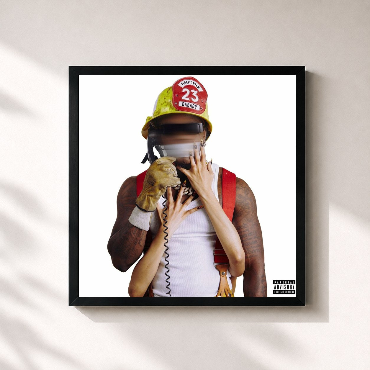 #noir Tableau carré de l'album CALL DA FIREMAN de DaBaby, cadre noir 32x32 cm