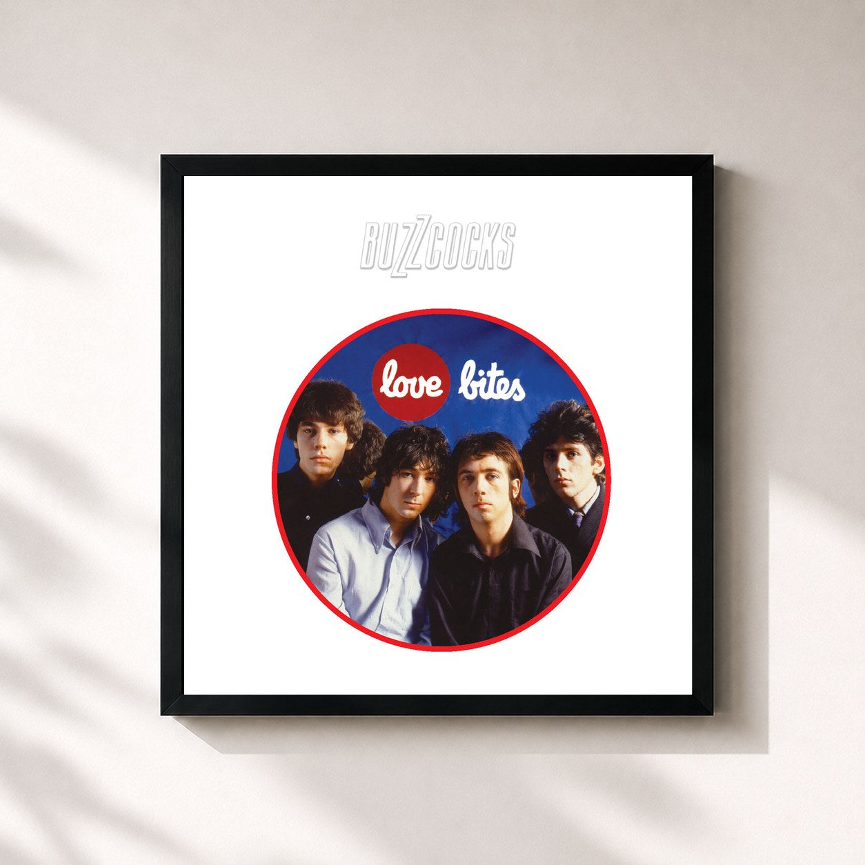 #noir Tableau carré de l'album Love Bites de Buzzcocks, cadre noir 32x32 cm