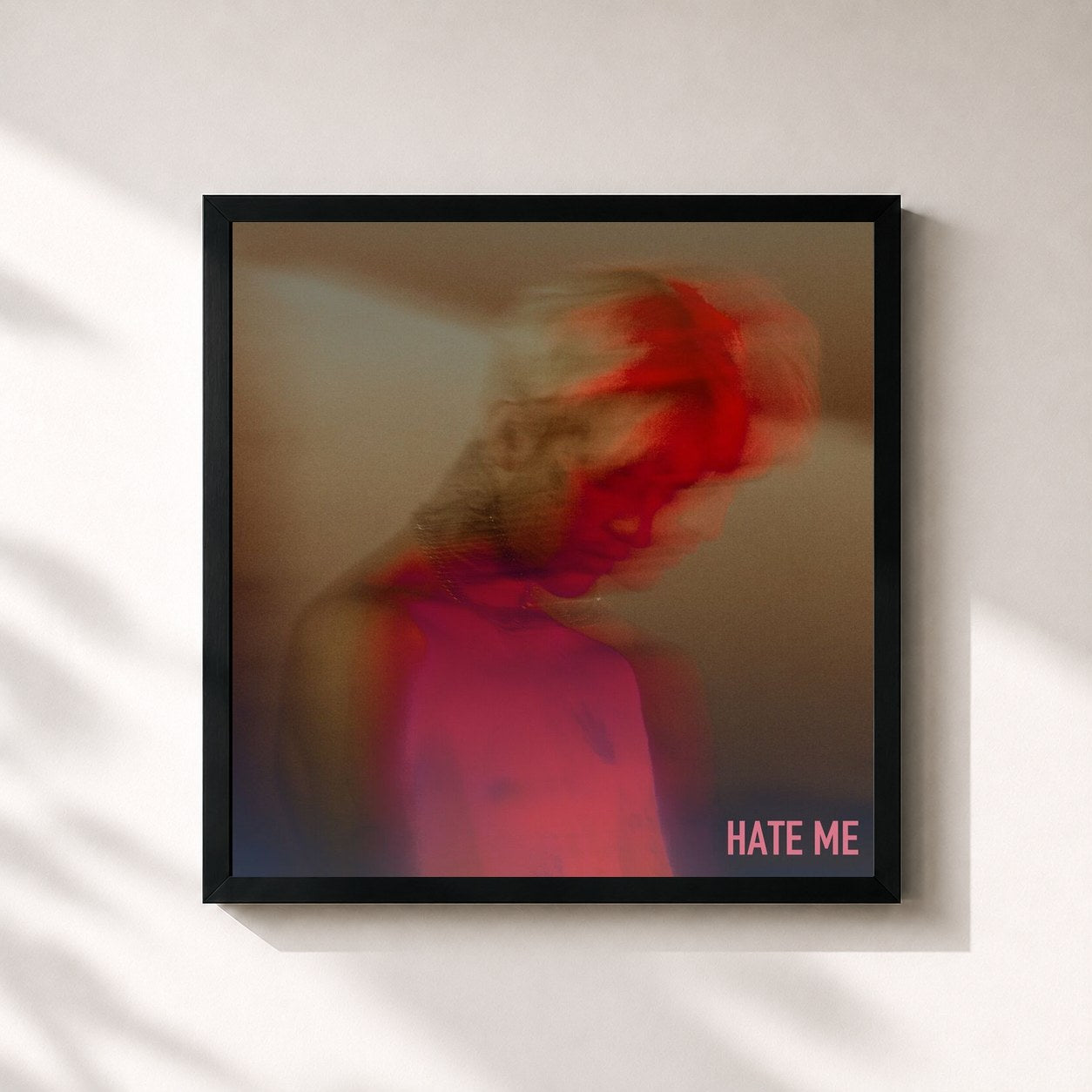 #noir Tableau carré de l'album HATE ME de Lil Peep, cadre noir 32x32 cm
