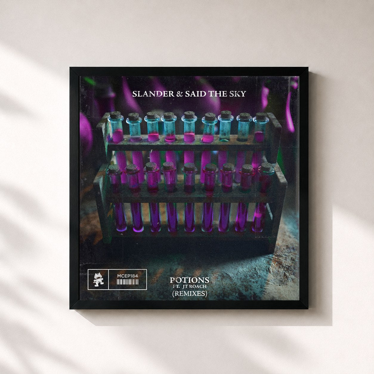 #noir Tableau carré de l'album Potions (Remixes) de Slander, cadre noir 32x32 cm