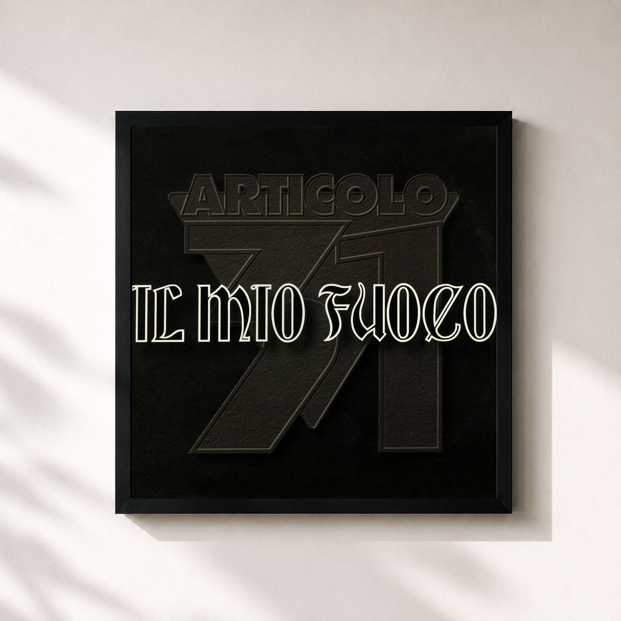#noir Tableau carré de l'album Il mio fuoco de Articolo 31, cadre noir 32x32 cm