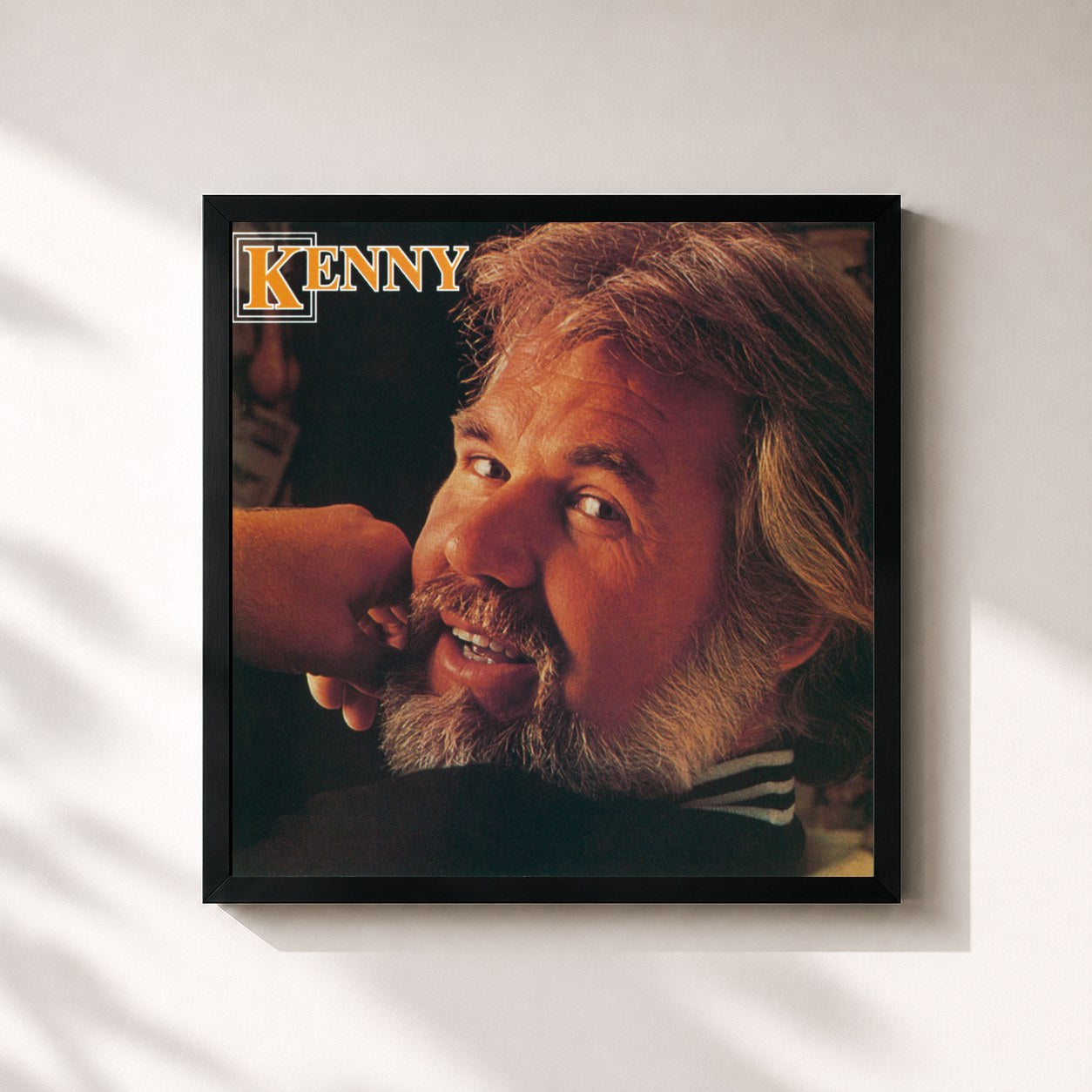 #noir Tableau carré de l'album Kenny de Kenny Rogers, cadre noir 32x32 cm