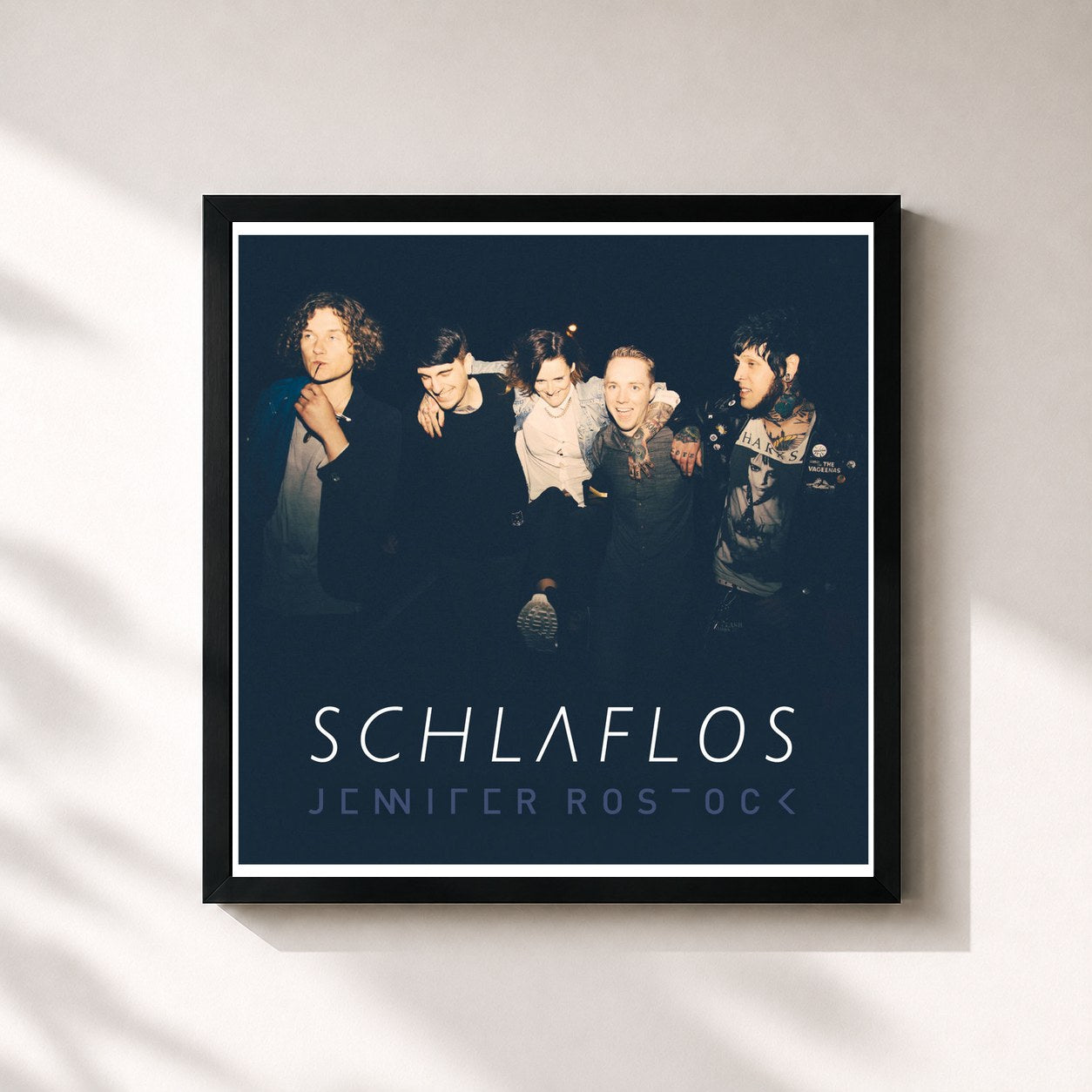 #noir Tableau carré de l'album Schlaflos de Jennifer Rostock, cadre noir 32x32 cm
