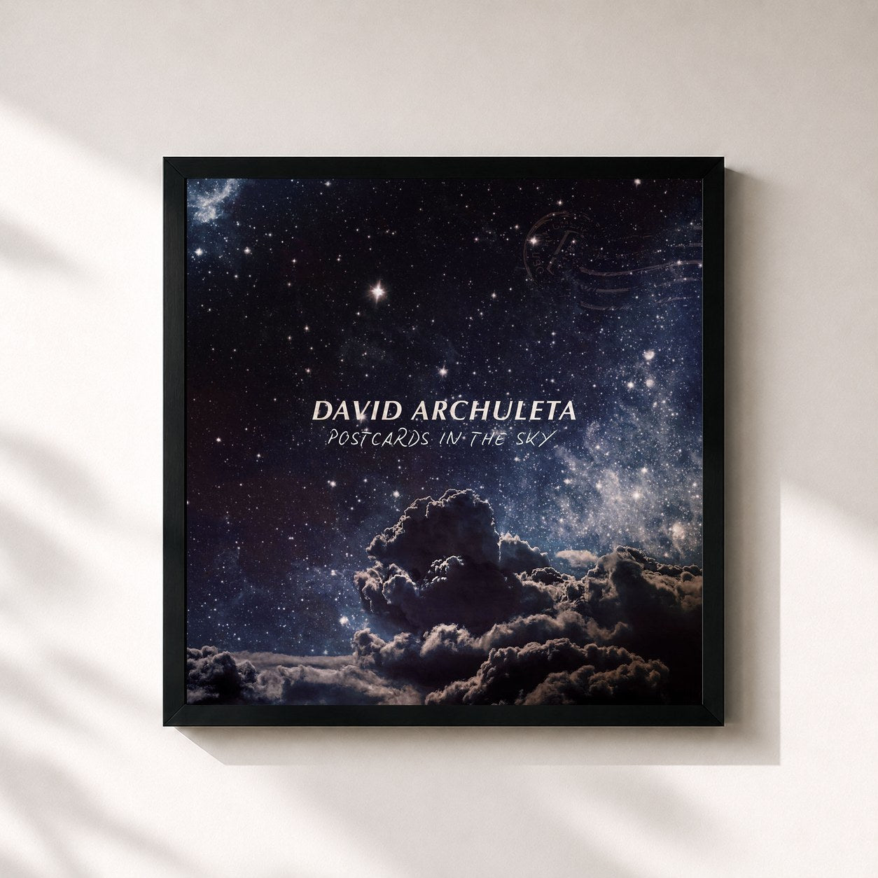 #noir Tableau carré de l'album Postcards in the Sky de David Archuleta, cadre noir 32x32 cm