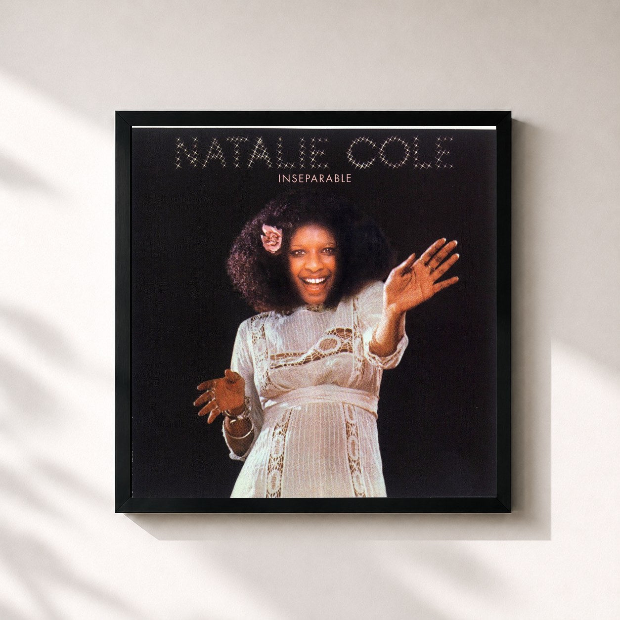 #noir Tableau carré de l'album Inseparable de Natalie Cole, cadre noir 32x32 cm