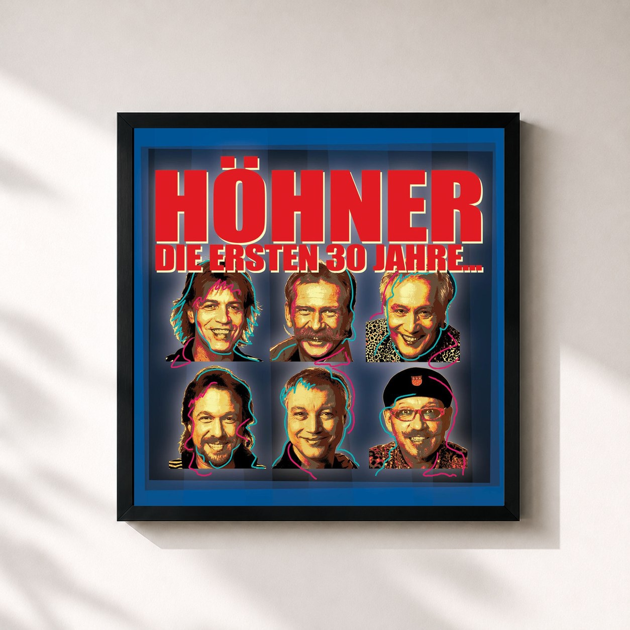 #noir Tableau carré de l'album Die Ersten 30 Jahre de Höhner, cadre noir 32x32 cm