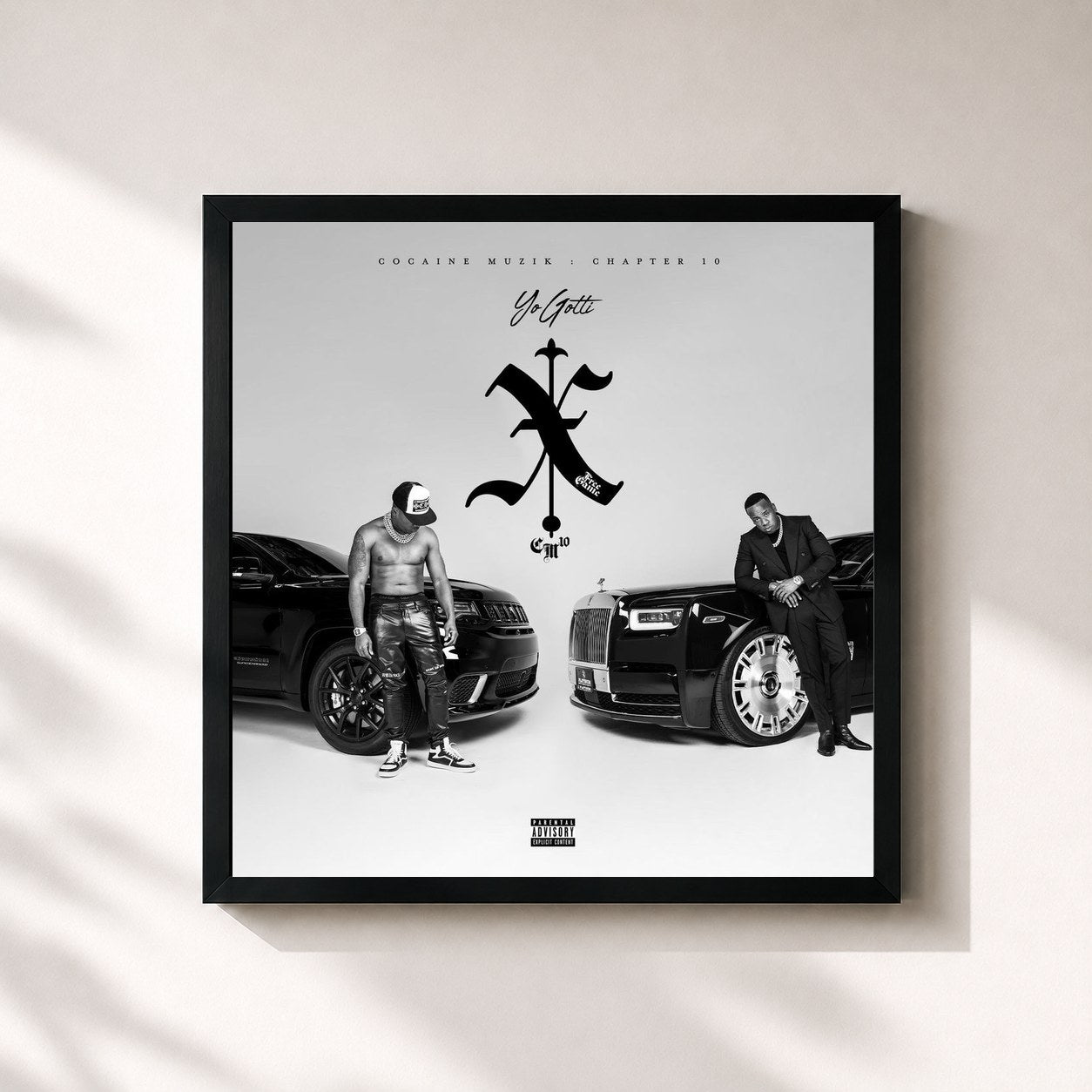 #noir Tableau carré de l'album CM10: Free Game (Deluxe) de Yo Gotti, cadre noir 32x32 cm