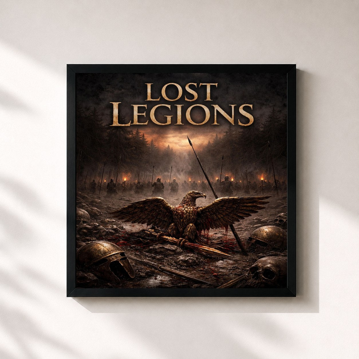 #noir Tableau carré de l'album Lost Legions de Soraya, cadre noir 32x32 cm