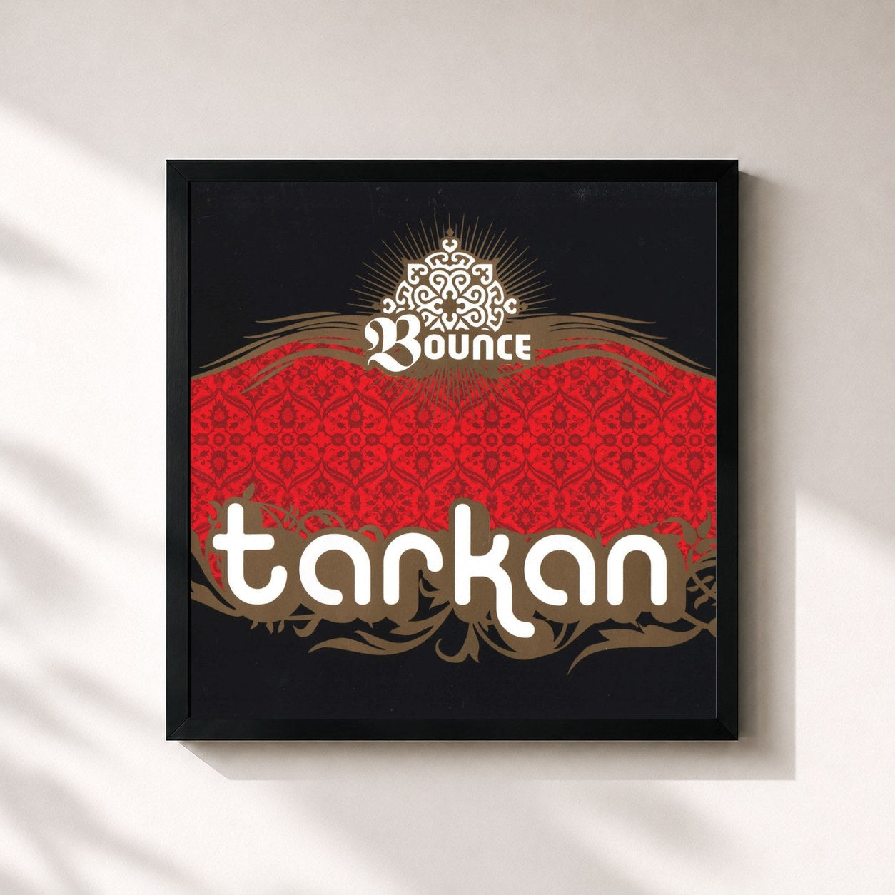 #noir Tableau carré de l'album Bounce de Tarkan, cadre noir 32x32 cm