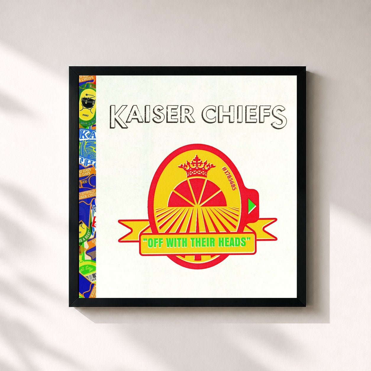 #noir Tableau carré de l'album Off With Their Heads de Kaiser Chiefs, cadre noir 32x32 cm