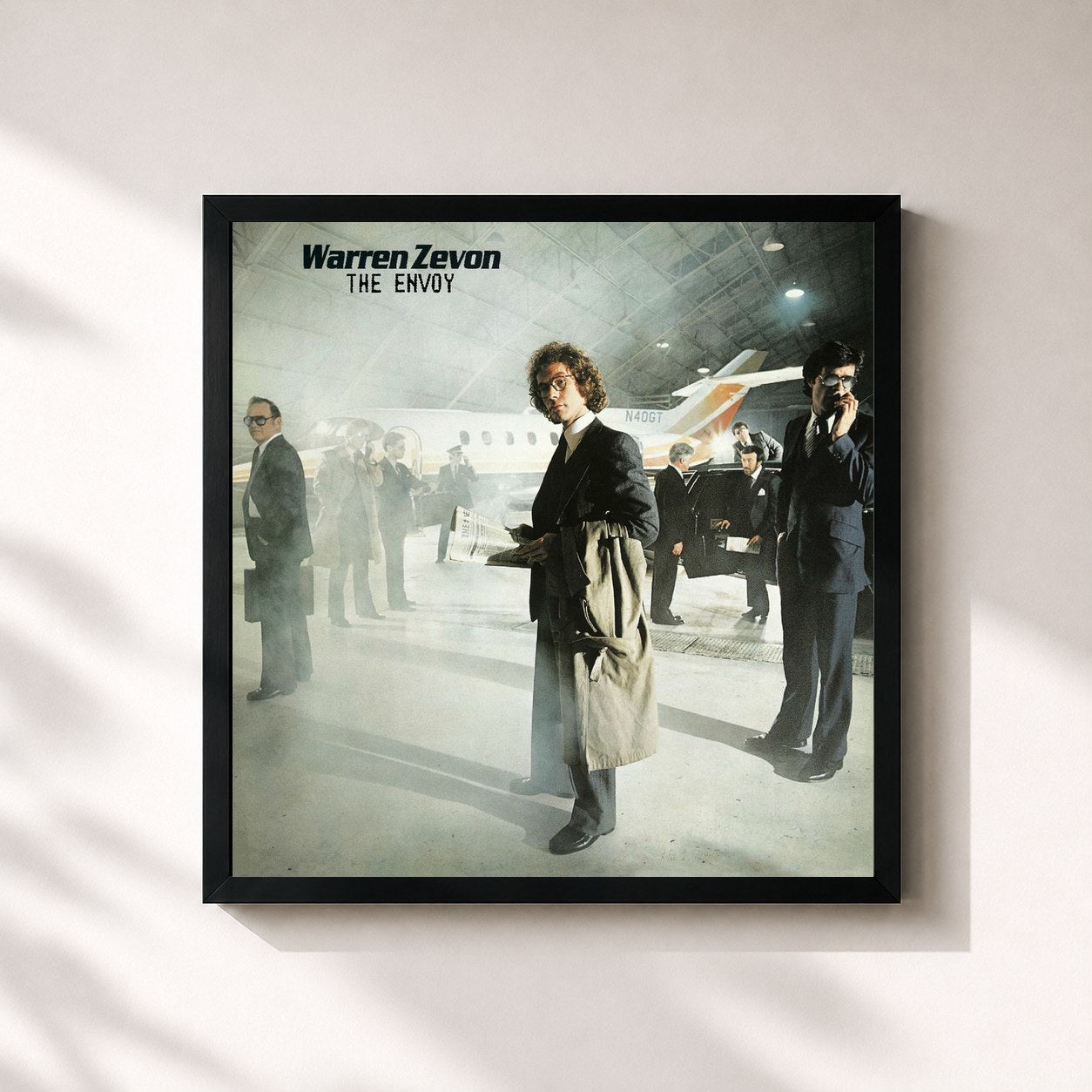 #noir Tableau carré de l'album The Envoy de Warren Zevon, cadre noir 32x32 cm
