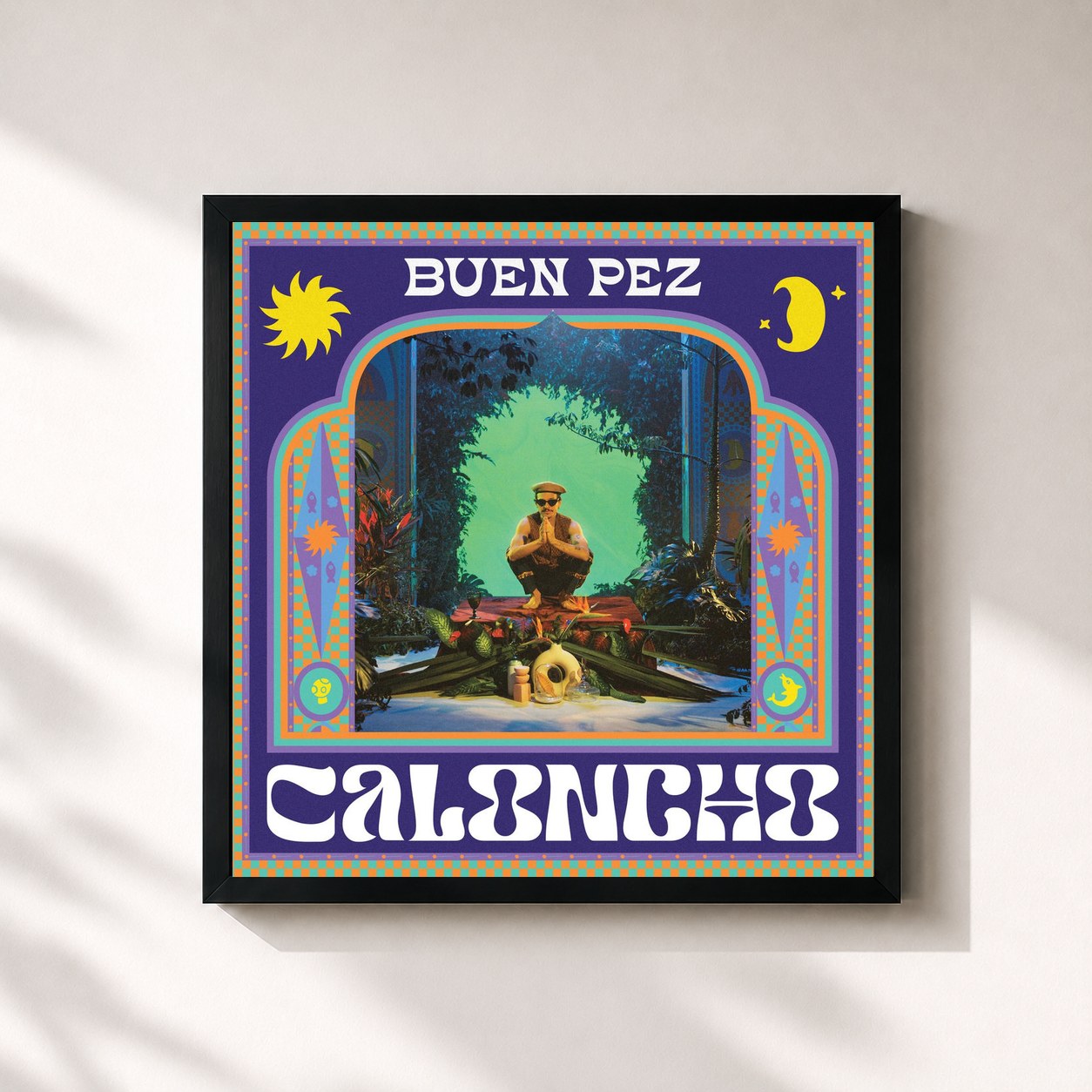 #noir Tableau carré de l'album Buen Pez (Deluz) de Caloncho, cadre noir 32x32 cm