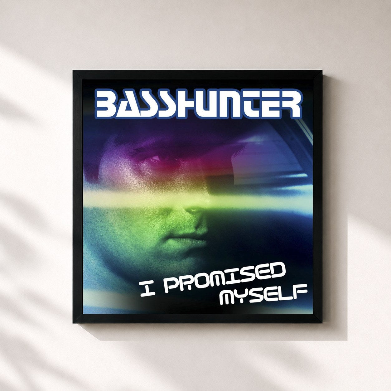 #noir Tableau carré de l'album I Promised Myself (Remixes) de Basshunter, cadre noir 32x32 cm