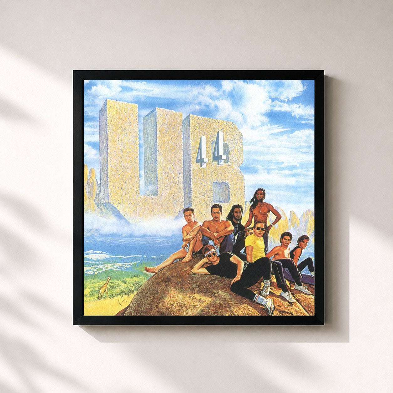 #noir Tableau carré de l'album UB44 de UB40, cadre noir 32x32 cm