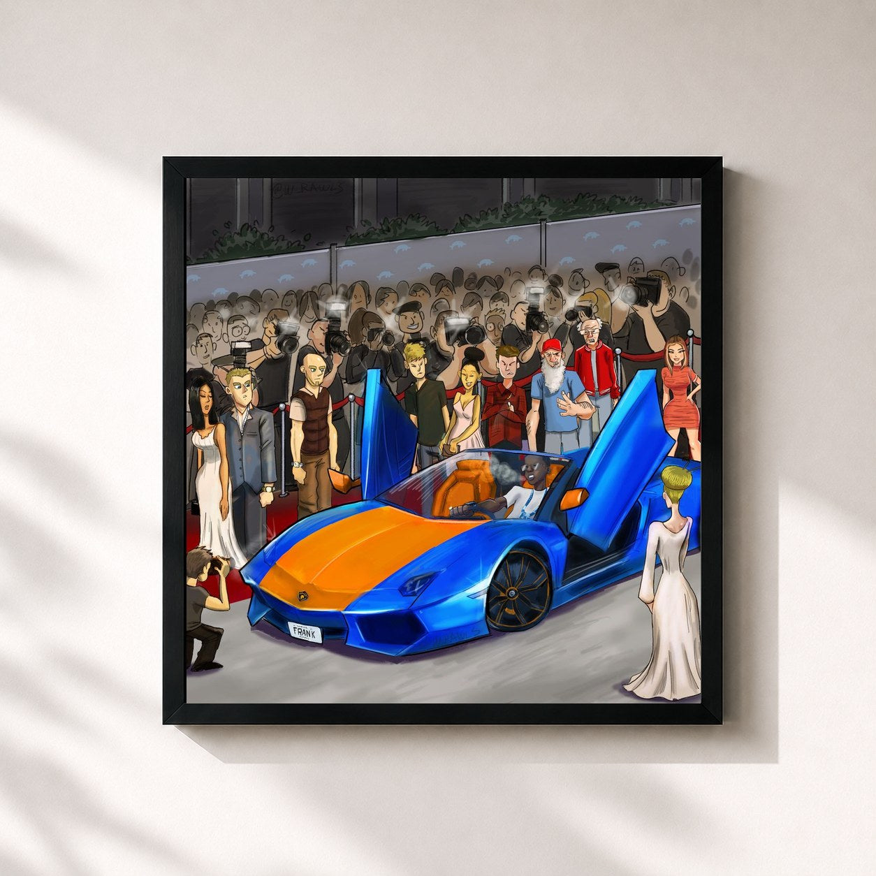 #noir Tableau carré de l'album Rich Slave de Young Dolph, cadre noir 32x32 cm