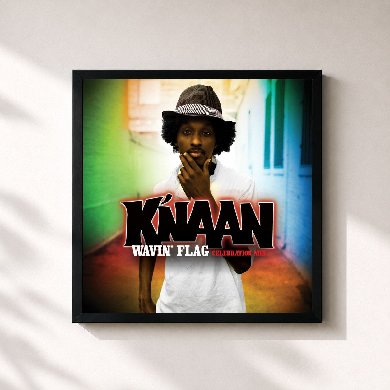 #noir Tableau carré de l'album Wavin' Flag (German Version - Celebration Mix) de K'naan, cadre noir 32x32 cm