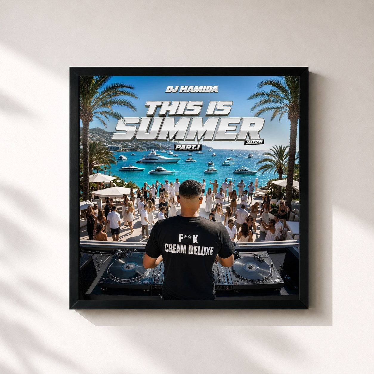 #noir Tableau carré de l'album THIS IS SUMMER PART.1 de DJ Hamida, cadre noir 32x32 cm