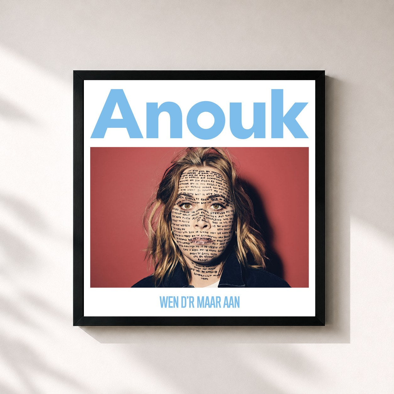 #noir Tableau carré de l'album Wen D'r Maar Aan de Anouk, cadre noir 32x32 cm