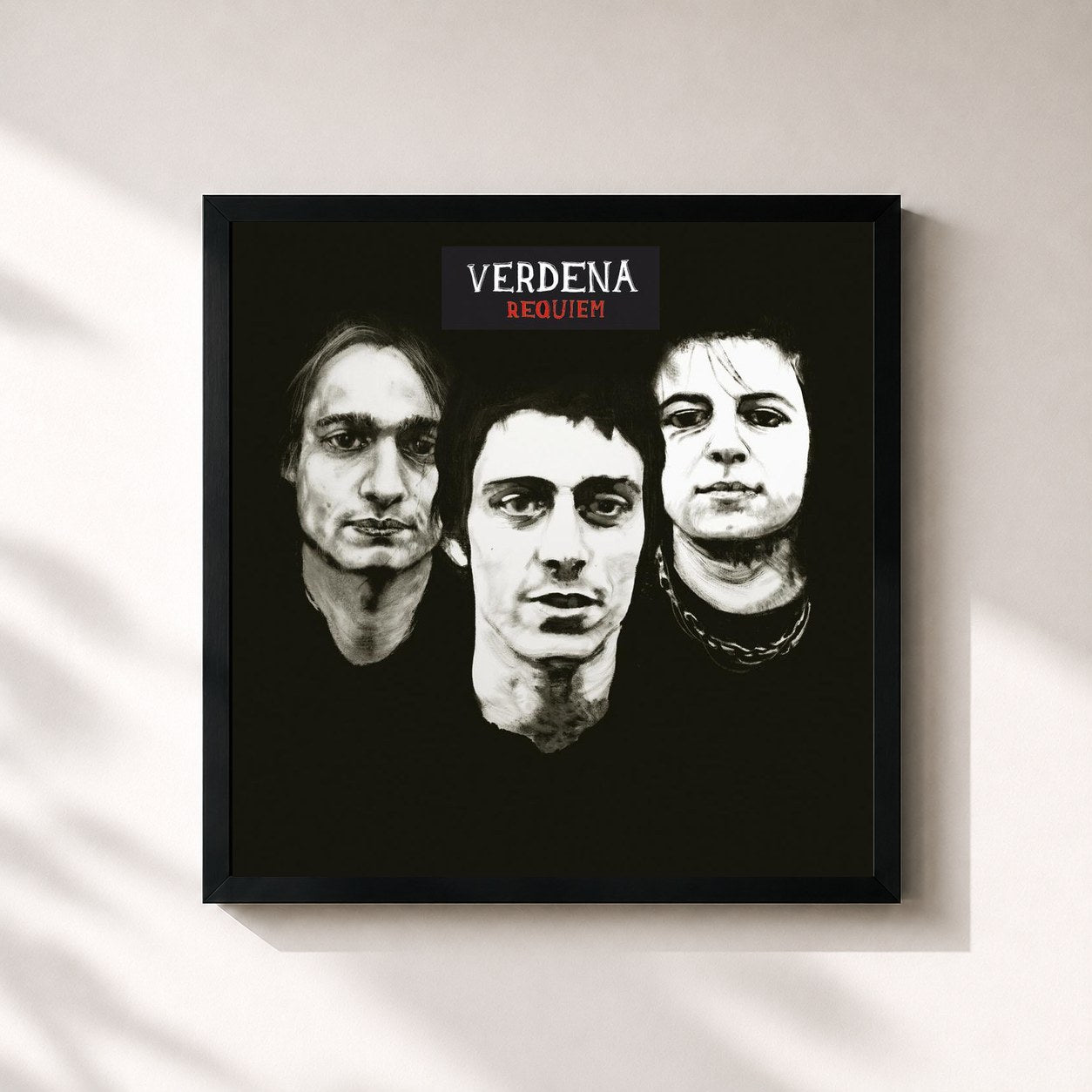 #noir Tableau carré de l'album Requiem de Verdena, cadre noir 32x32 cm