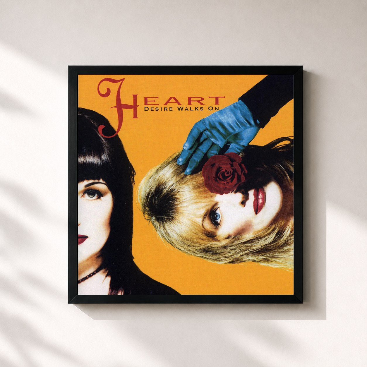 #noir Tableau carré de l'album Desire Walks On de Heart, cadre noir 32x32 cm
