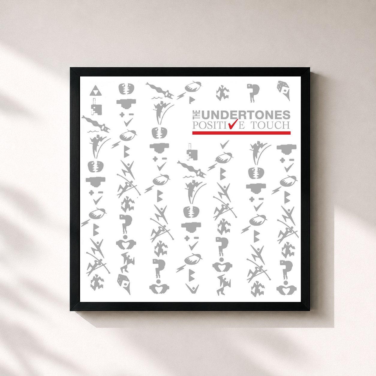 #noir Tableau carré de l'album Positive Touch de The Undertones, cadre noir 32x32 cm