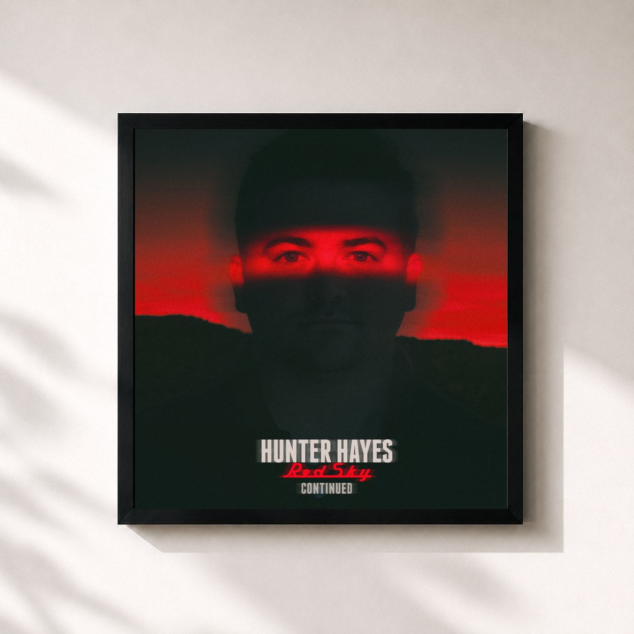 #noir Tableau carré de l'album Red Sky Continued de Hunter Hayes, cadre noir 32x32 cm