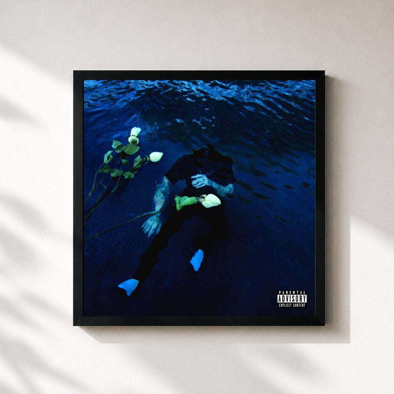#noir Tableau carré de l'album dead de blackbear, cadre noir 32x32 cm
