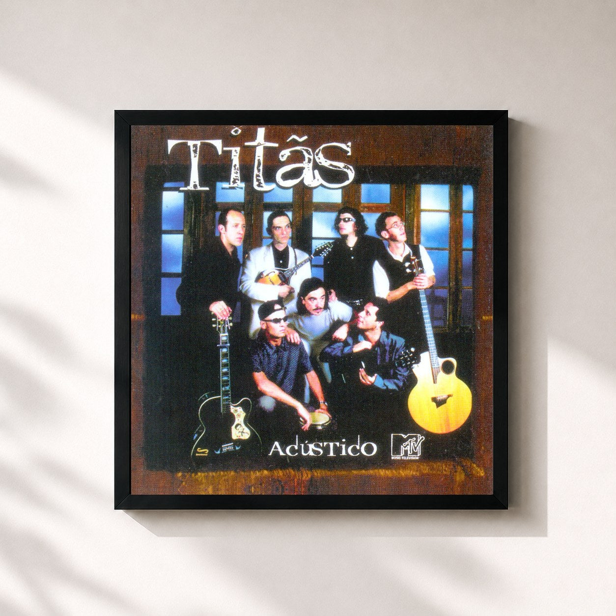 #noir Tableau carré de l'album Acústico MTV de Titãs, cadre noir 32x32 cm