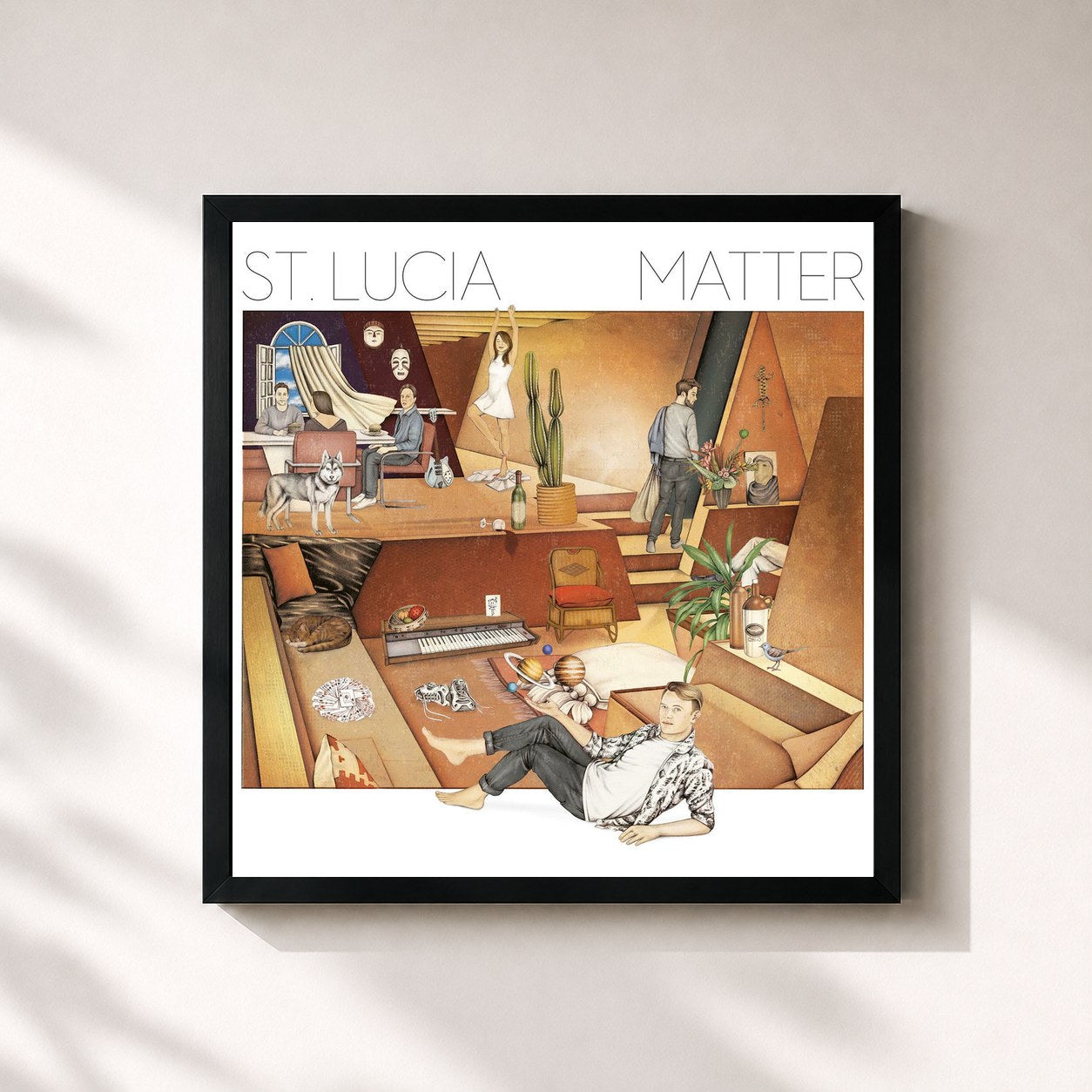 #noir Tableau carré de l'album Matter de St. Lucia, cadre noir 32x32 cm