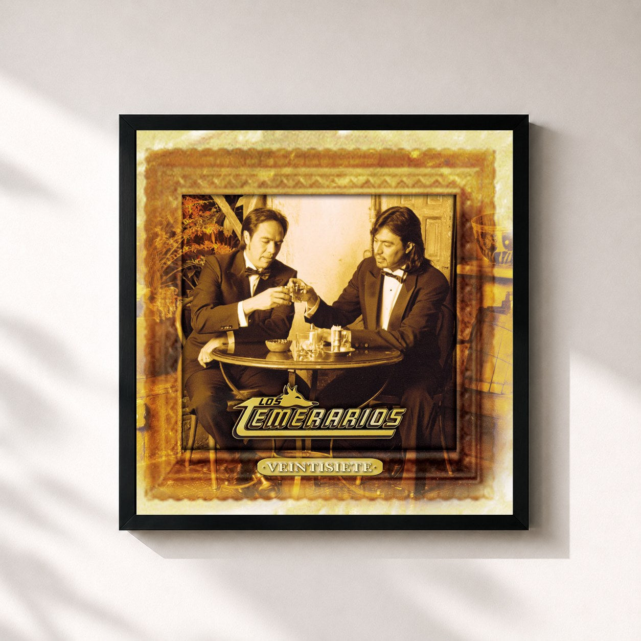 #noir Tableau carré de l'album Veintisiete de Los Temerarios, cadre noir 32x32 cm