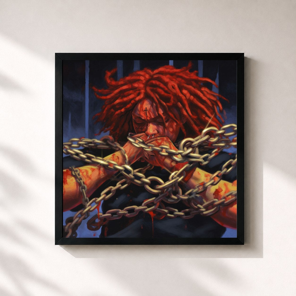 #noir Tableau carré de l'album Saint Michael de Trippie Redd, cadre noir 32x32 cm