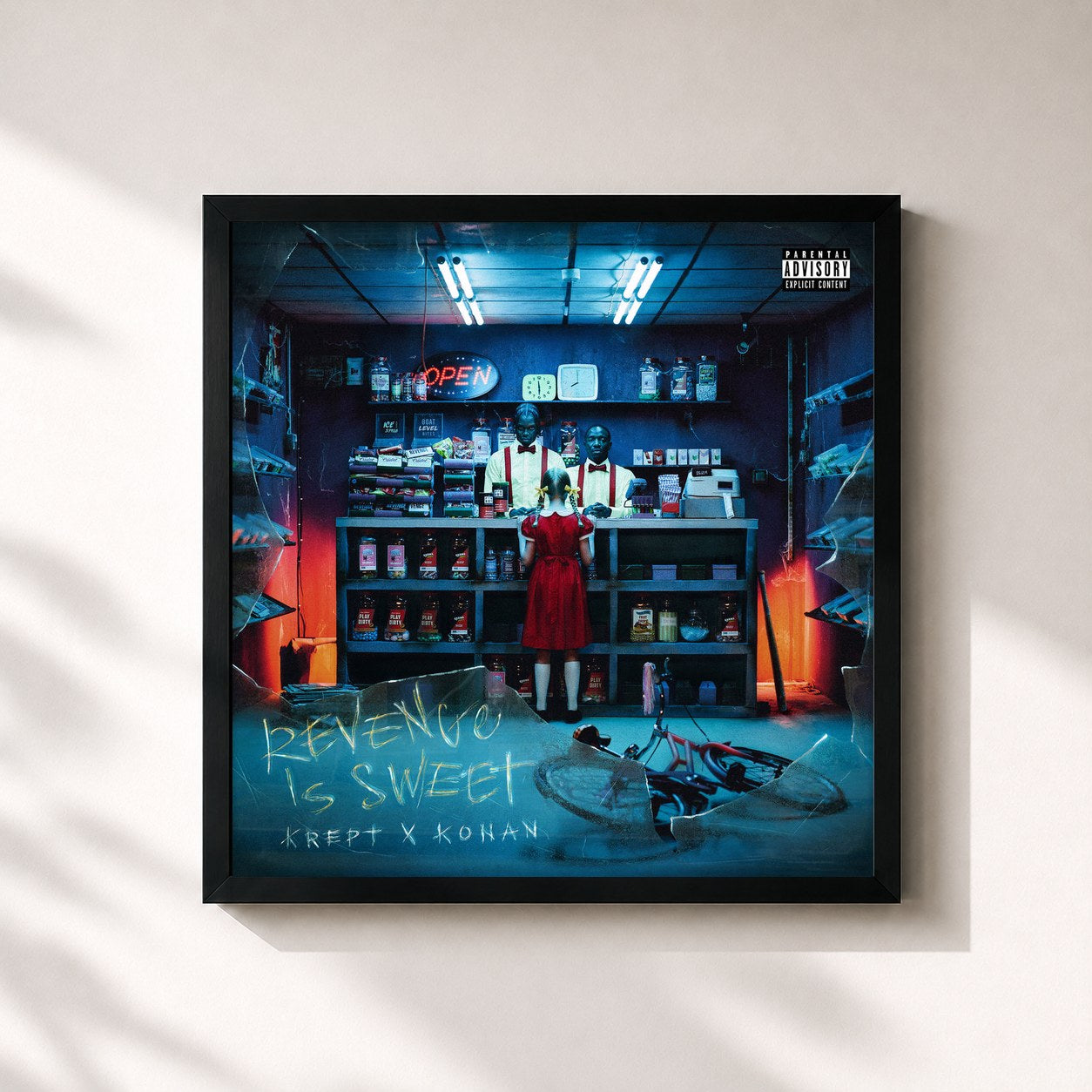 #noir Tableau carré de l'album Revenge Is Sweet de Krept & Konan, cadre noir 32x32 cm