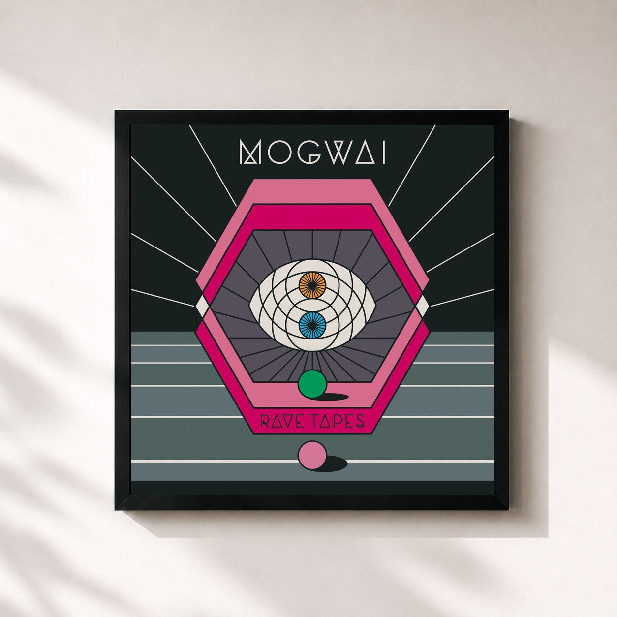 #noir Tableau carré de l'album Rave Tapes de Mogwai, cadre noir 32x32 cm