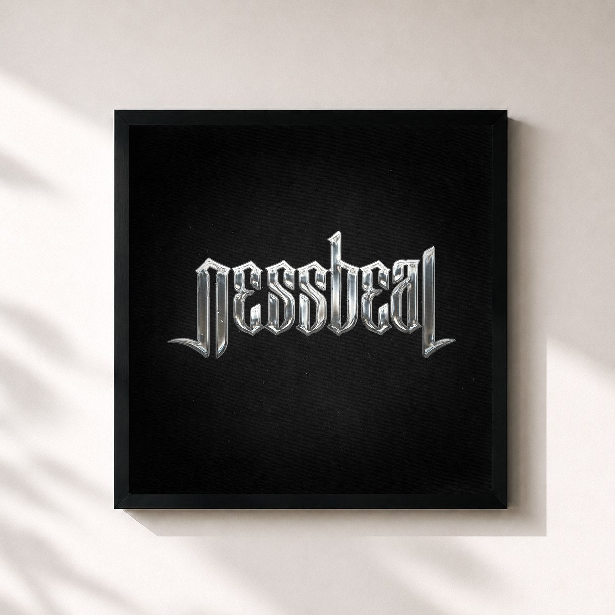 #noir Tableau carré de l'album Nessbeal Mixtape 3 de Nessbeal, cadre noir 32x32 cm