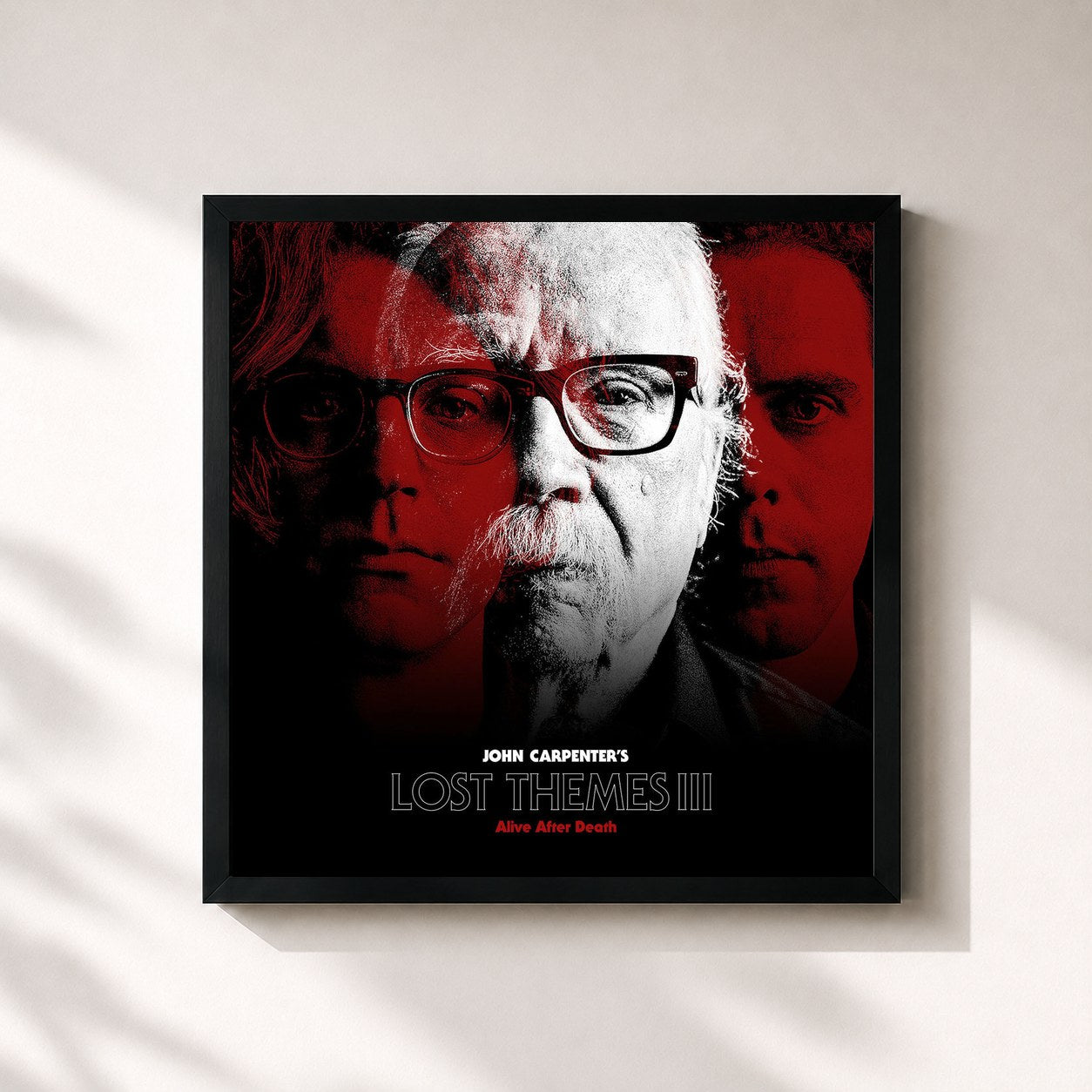#noir Tableau carré de l'album Lost Themes III: Alive After Death de John Carpenter, cadre noir 32x32 cm