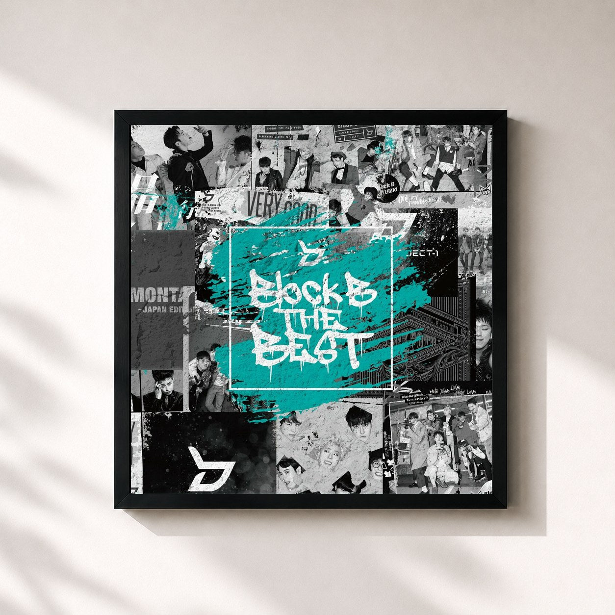 #noir Tableau carré de l'album Block B THE BEST de Block B, cadre noir 32x32 cm