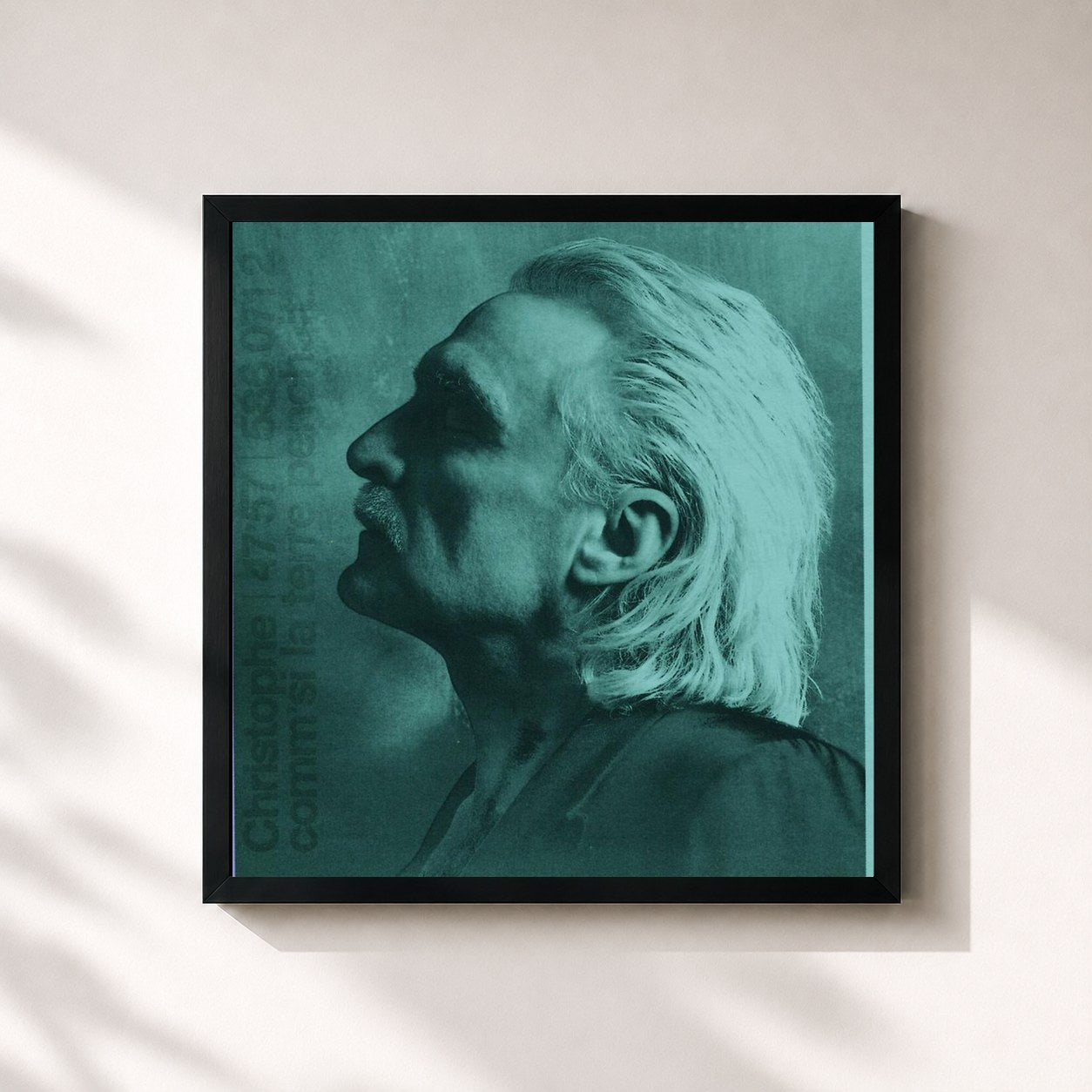 #noir Tableau carré de l'album Comm'Si La Terre Penchait de Christophe, cadre noir 32x32 cm
