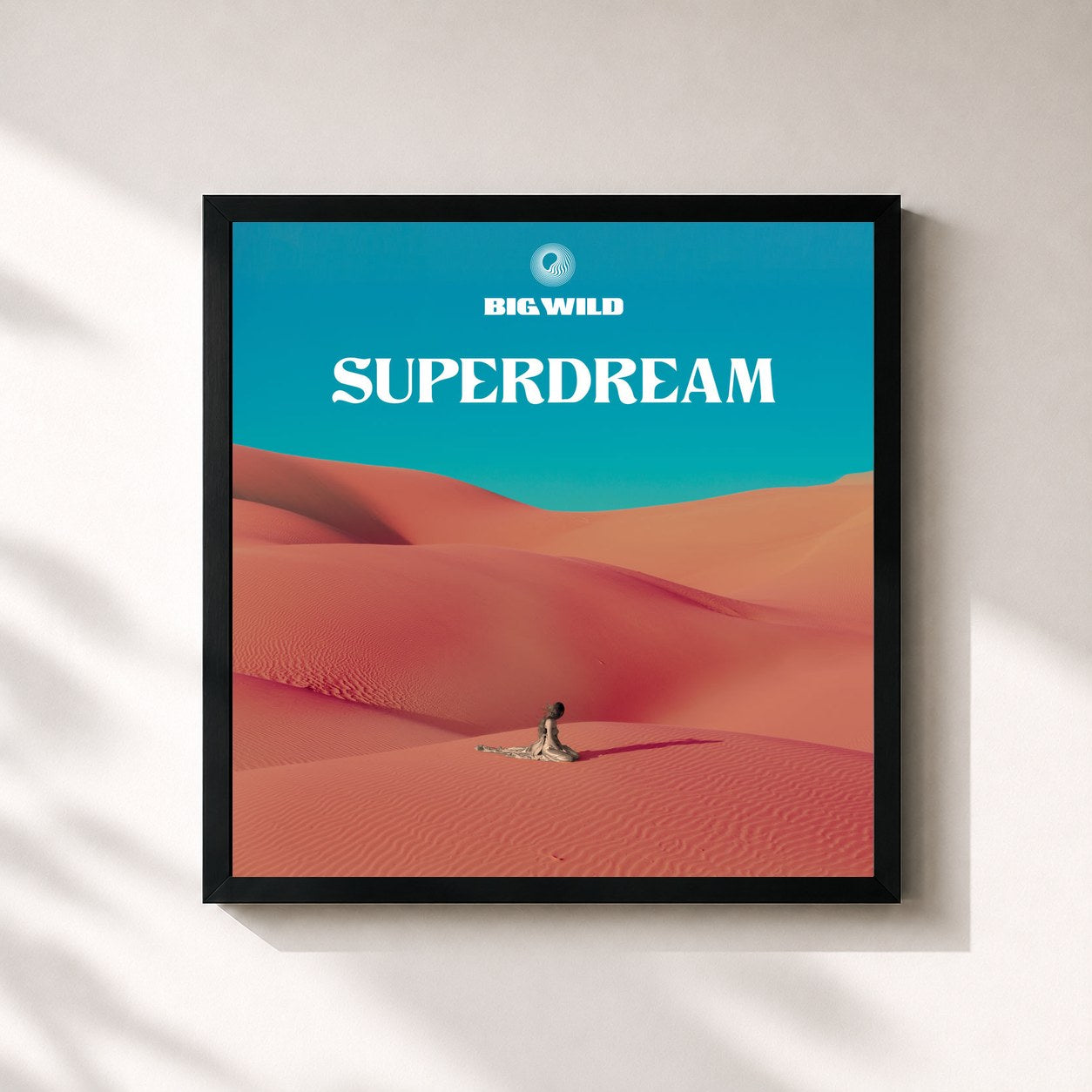 #noir Tableau carré de l'album Superdream de Big Wild, cadre noir 32x32 cm