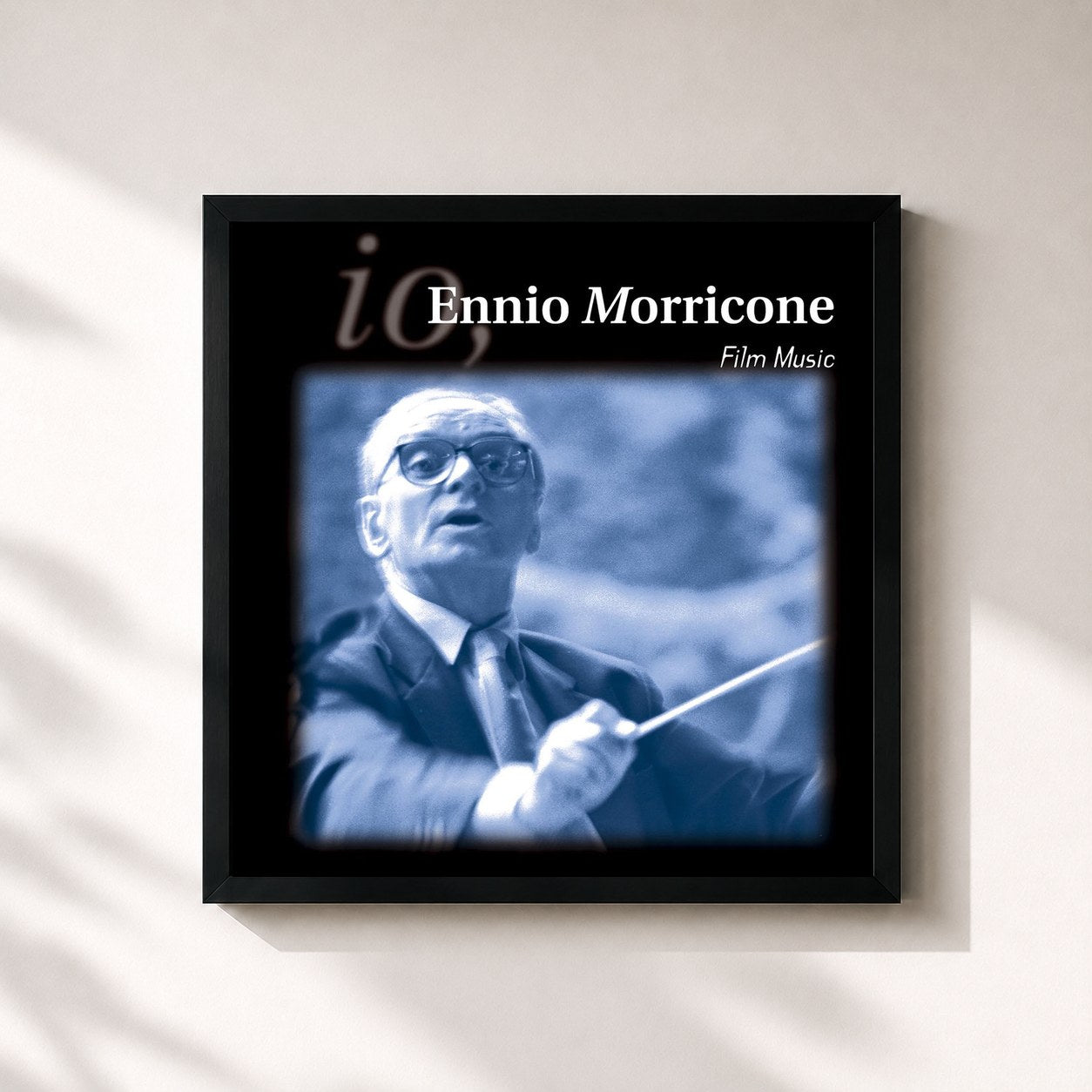 #noir Tableau carré de l'album Morricone Film Music de Ennio Morricone, cadre noir 32x32 cm