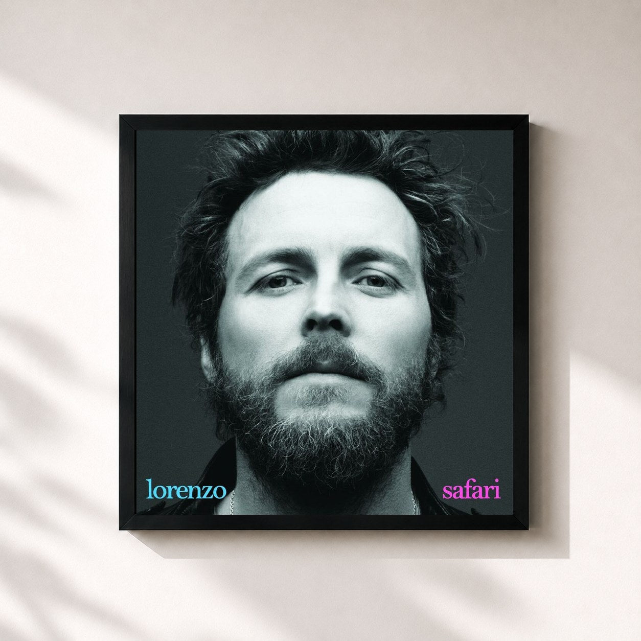 #noir Tableau carré de l'album Safari de Jovanotti, cadre noir 32x32 cm