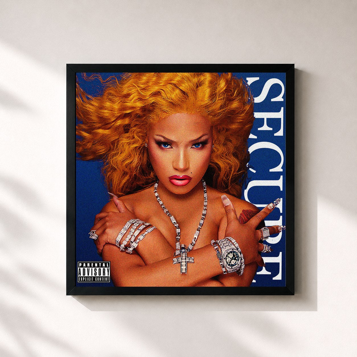 #noir Tableau carré de l'album SECURE de Stefflon Don, cadre noir 32x32 cm
