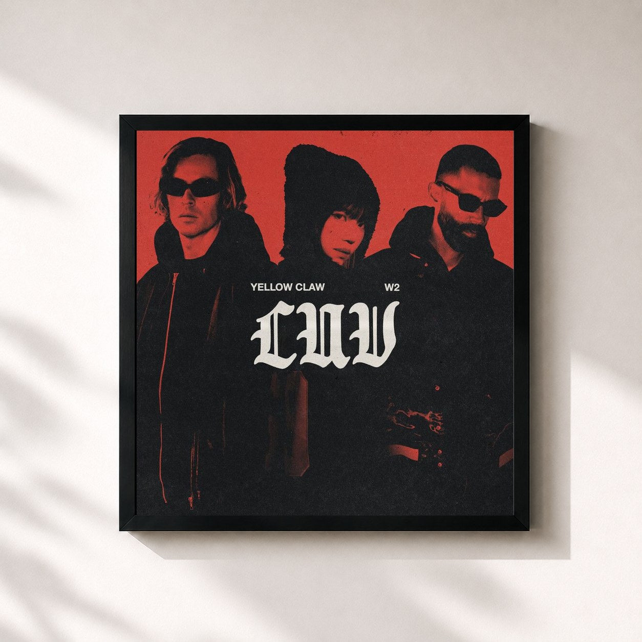 #noir Tableau carré de l'album LUV de Yellow Claw, cadre noir 32x32 cm