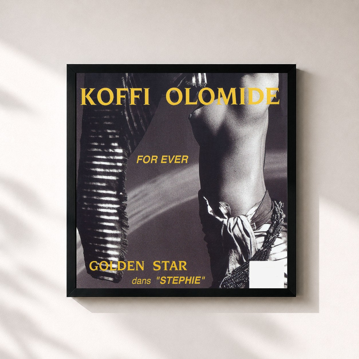 #noir Tableau carré de l'album Golden Star dans "Stephie" de Koffi Olomidé, cadre noir 32x32 cm