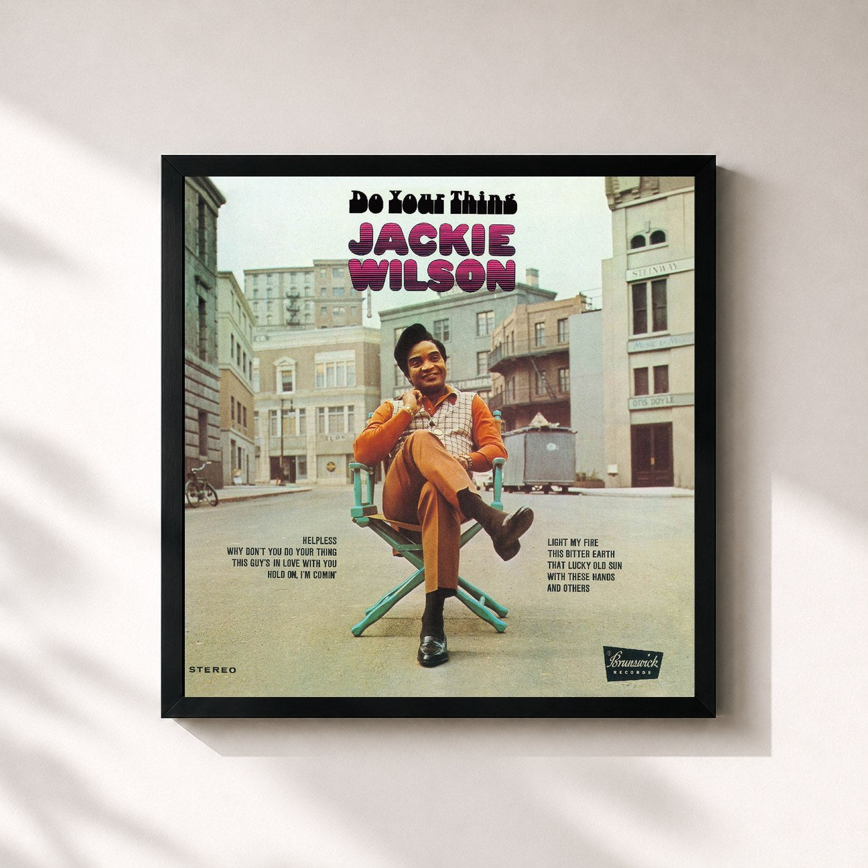 #noir Tableau carré de l'album Do Your Thing de Jackie Wilson, cadre noir 32x32 cm