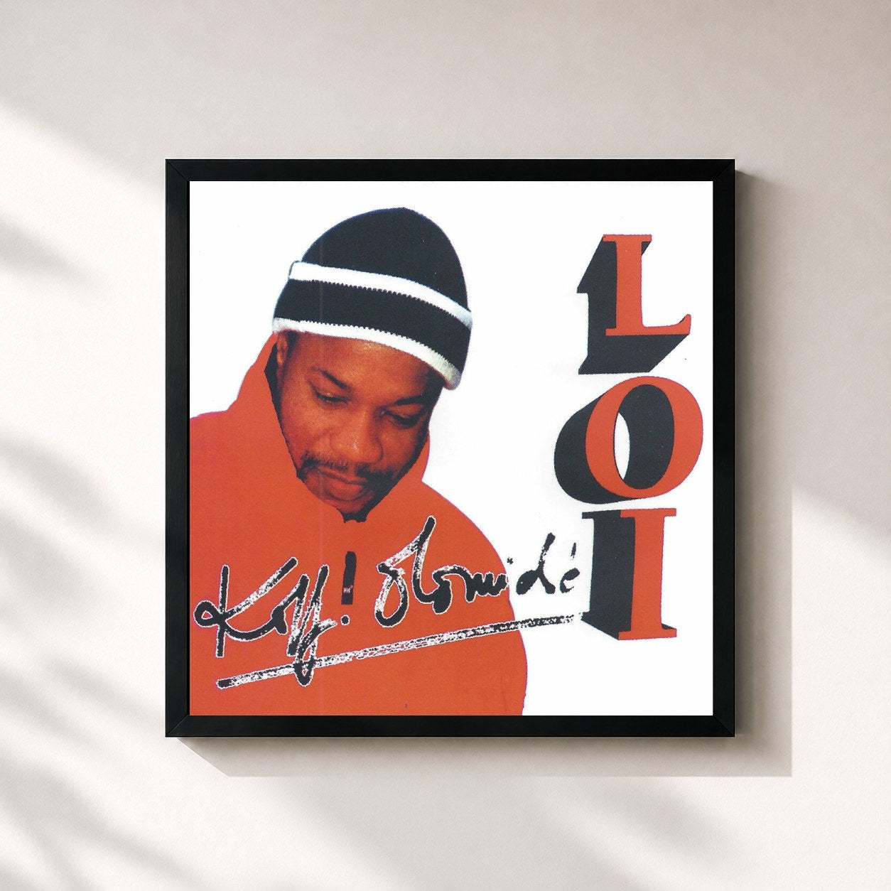 #noir Tableau carré de l'album Loi de Koffi Olomidé, cadre noir 32x32 cm