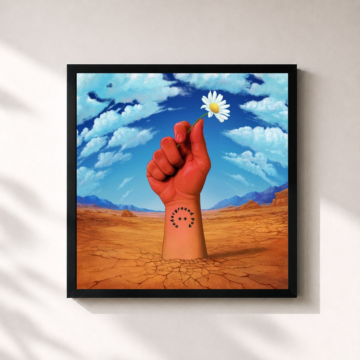 #noir Tableau carré de l'album underground pop de z++, cadre noir 32x32 cm